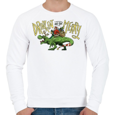 PRINTFASHION Karácsony - Tépapó dínóval érkezik - Férfi pulóver - Fehér
