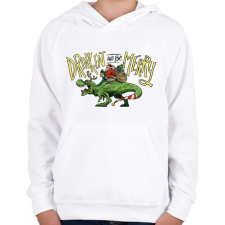 PRINTFASHION Karácsony - Tépapó dínóval érkezik - Gyerek kapucnis pulóver - Fehér gyerek pulóver, kardigán