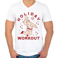 PRINTFASHION Karácsony Ünnepi edzés - Férfi V-nyakú póló - Fehér férfi póló