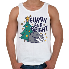 PRINTFASHION Karácsonyfa és cica - furry and bright - Férfi atléta - Fehér atléta, trikó