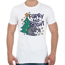 PRINTFASHION Karácsonyfa és cica - furry and bright - Férfi póló - Fehér férfi póló