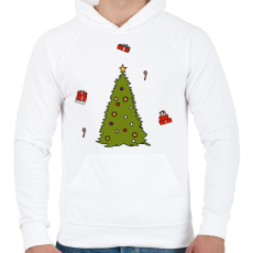 PRINTFASHION Karácsonyfa - Férfi kapucnis pulóver - Fehér