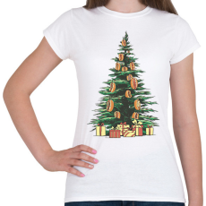 PRINTFASHION Karácsonyfa hotdoggal - Női póló - Fehér