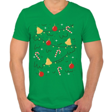 PRINTFASHION Karácsonyfa jelmez - Férfi V-nyakú póló - Zöld férfi póló