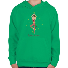 PRINTFASHION Karácsonyfa jóga póz - Gyerek kapucnis pulóver - Zöld