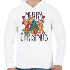 PRINTFASHION Karácsonyfa mézi és barátai - Férfi kapucnis pulóver - Fehér férfi pulóver, kardigán
