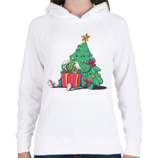 PRINTFASHION Karácsonyfa - Női kapucnis pulóver - Fehér