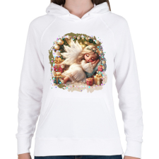 PRINTFASHION Karácsonyi angyal - Női kapucnis pulóver - Fehér női pulóver, kardigán