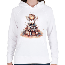 PRINTFASHION Karácsonyi angyal - Női kapucnis pulóver - Fehér női pulóver, kardigán