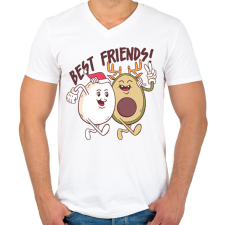 PRINTFASHION Karácsonyi barátok - Férfi V-nyakú póló - Fehér férfi póló