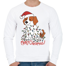 PRINTFASHION Karácsonyi beagle - Férfi pulóver - Fehér férfi pulóver, kardigán