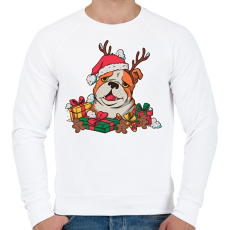 PRINTFASHION Karácsonyi bulldog - Férfi pulóver - Fehér
