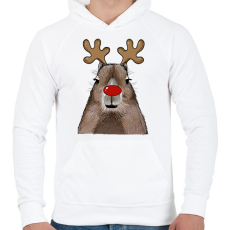 PRINTFASHION Karácsonyi capybara - Férfi kapucnis pulóver - Fehér