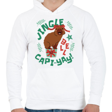 PRINTFASHION Karácsonyi capybara - Férfi kapucnis pulóver - Fehér