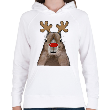 PRINTFASHION Karácsonyi capybara - Női kapucnis pulóver - Fehér női pulóver, kardigán