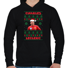 PRINTFASHION Karácsonyi Charles Leclerc - Férfi kapucnis pulóver - Fekete