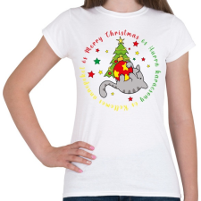 PRINTFASHION Karácsonyi - Cica 2 - Női póló - Fehér női póló