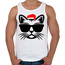 PRINTFASHION Karácsonyi Cica  - Férfi atléta - Fehér atléta, trikó