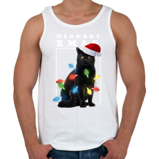 PRINTFASHION Karácsonyi cica - Férfi atléta - Fehér