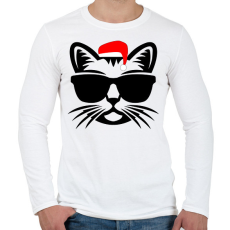 PRINTFASHION Karácsonyi Cica  - Férfi hosszú ujjú póló - Fehér