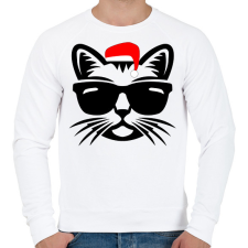 PRINTFASHION Karácsonyi cica - Férfi pulóver - Fehér férfi pulóver, kardigán