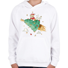 PRINTFASHION Karácsonyi cica - Gyerek kapucnis pulóver - Fehér