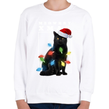 PRINTFASHION Karácsonyi cica - Gyerek pulóver - Fehér gyerek pulóver, kardigán