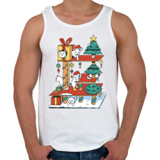 PRINTFASHION Karácsonyi cica ház - Férfi atléta - Fehér