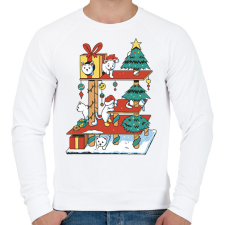 PRINTFASHION Karácsonyi cica ház - Férfi pulóver - Fehér férfi pulóver, kardigán