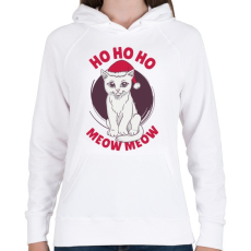 PRINTFASHION Karácsonyi Cica Ho Ho Ho - Női kapucnis pulóver - Fehér