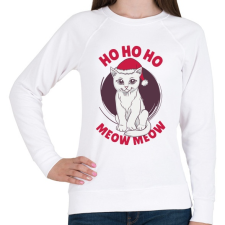 PRINTFASHION Karácsonyi Cica Ho Ho Ho - Női pulóver - Fehér női pulóver, kardigán