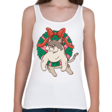 PRINTFASHION Karácsonyi cica - Női atléta - Fehér női trikó