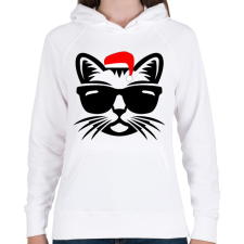 PRINTFASHION Karácsonyi cica - Női kapucnis pulóver - Fehér női pulóver, kardigán