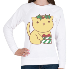 PRINTFASHION Karácsonyi cica - Női pulóver - Fehér