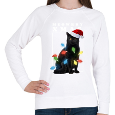 PRINTFASHION Karácsonyi cica - Női pulóver - Fehér női pulóver, kardigán