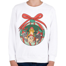 PRINTFASHION Karácsonyi cicák - Gyerek pulóver - Fehér gyerek pulóver, kardigán