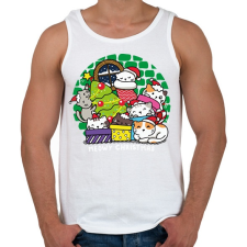 PRINTFASHION Karácsonyi cicás- Meowy - Férfi atléta - Fehér atléta, trikó