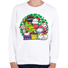 PRINTFASHION Karácsonyi cicás- Meowy - Gyerek pulóver - Fehér gyerek pulóver, kardigán