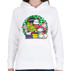 PRINTFASHION Karácsonyi cicás- Meowy - Női kapucnis pulóver - Fehér