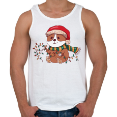 PRINTFASHION Karácsonyi corgi - Férfi atléta - Fehér