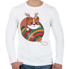 PRINTFASHION Karácsonyi corgi  - Férfi hosszú ujjú póló - Fehér