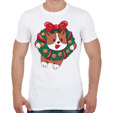 PRINTFASHION Karácsonyi corgi - Férfi póló - Fehér férfi póló