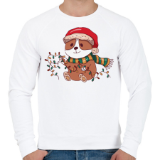 PRINTFASHION Karácsonyi corgi - Férfi pulóver - Fehér férfi pulóver, kardigán