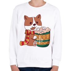 PRINTFASHION Karácsonyi corgi - Gyerek pulóver - Fehér
