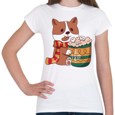 PRINTFASHION Karácsonyi corgi - Női póló - Fehér női póló