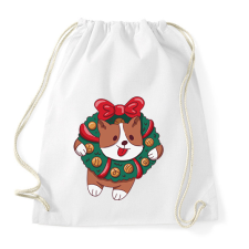 PRINTFASHION Karácsonyi corgi - Sportzsák, Tornazsák - Fehér tornazsák