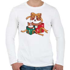 PRINTFASHION Karácsonyi corgik - Férfi hosszú ujjú póló - Fehér