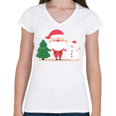 PRINTFASHION Karácsonyi csapat - Női V-nyakú póló - Fehér
