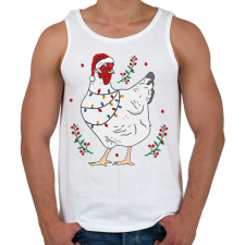 PRINTFASHION Karácsonyi csirke - Férfi atléta - Fehér atléta, trikó