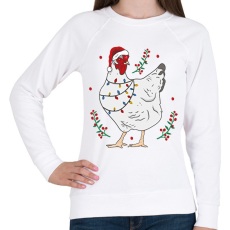 PRINTFASHION Karácsonyi csirke - Női pulóver - Fehér